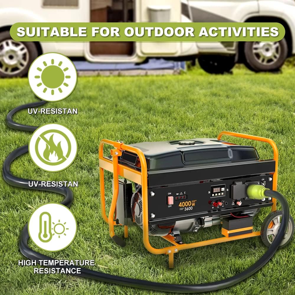 4 Prong 30 Amp Generator Extension Cord, NEMA L14-30P/L14-30R, 10 Gauge SJTW, 50FT E803