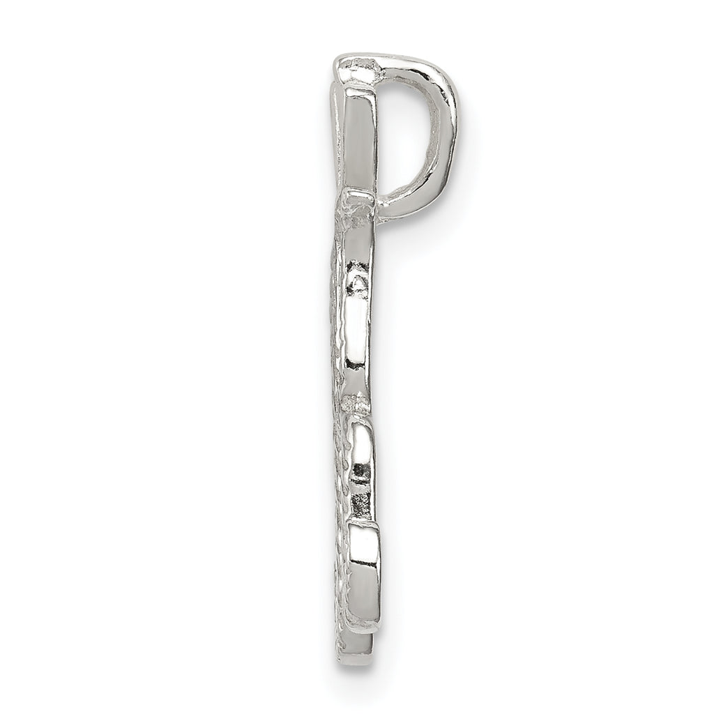Sterling Silver Polished Textured Letter K Initial Chain Slide Pendant Necklace 18'' X796