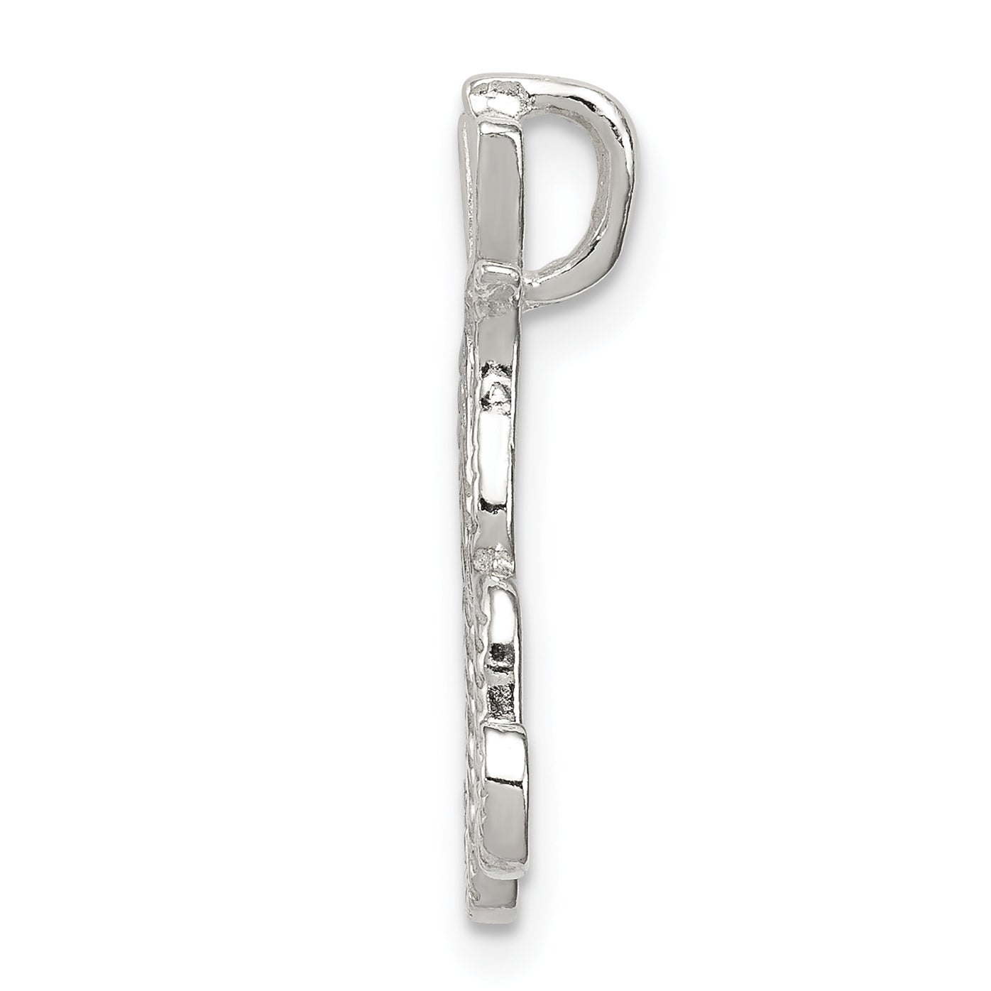Sterling Silver Polished Textured Letter K Initial Chain Slide Pendant Necklace 18'' X796