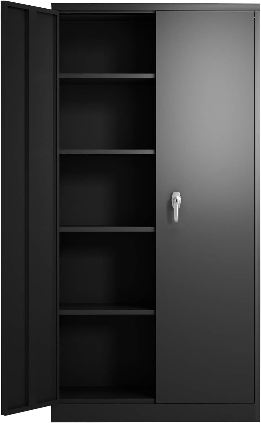 Black Steel Storage Cabinet with 2 Doors and 4 Adjustable Shelves M2173