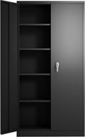 Black Steel Storage Cabinet with 2 Doors and 4 Adjustable Shelves M2173