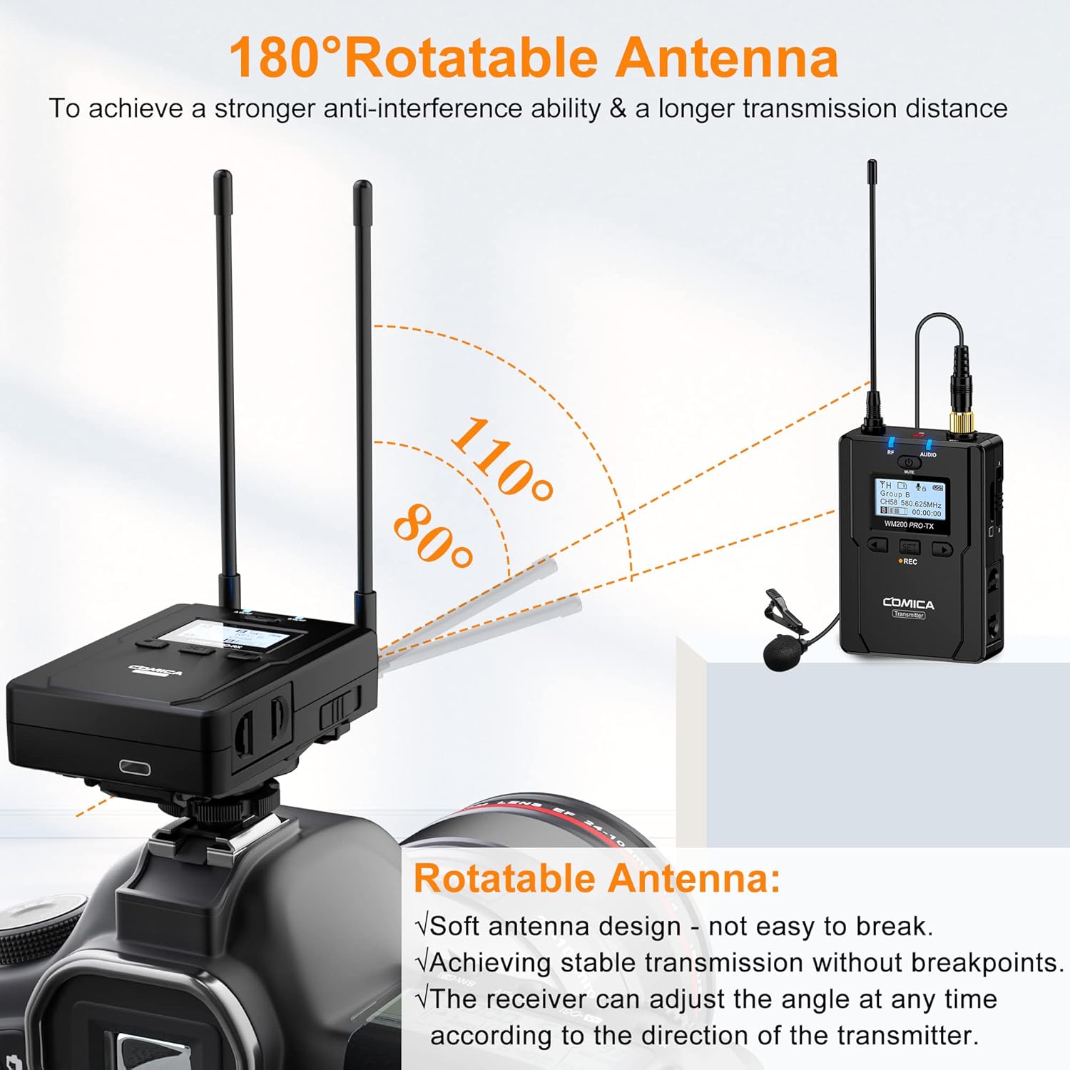 UHF Wireless Lavalier Microphone with Real-time Storage, Dual-Channel O67728