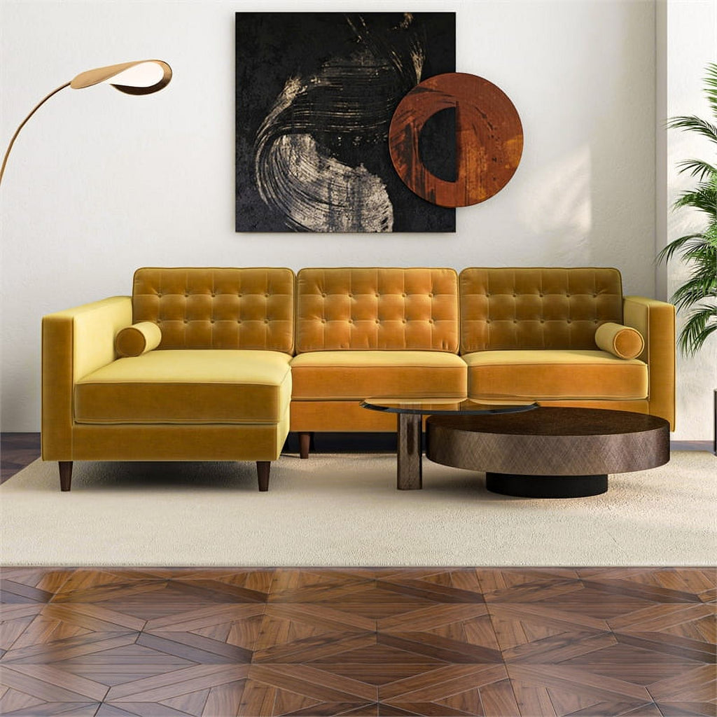 Gold Velvet Left-Facing Sectional R94567