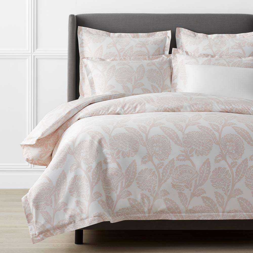 Pink Sand Floral Queen Sateen Duvet Cover Z341104