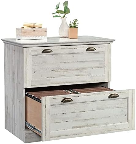 White Plank Finish Lateral File Cabinet D78275