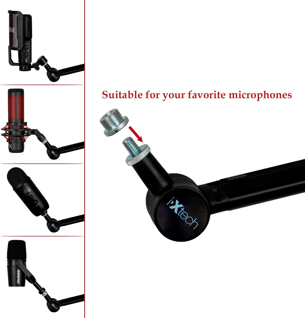 Microphone Boom Arm with Desk Mount, 360° Rotatable, Adjustable and Foldable Scissor Mounting P32323