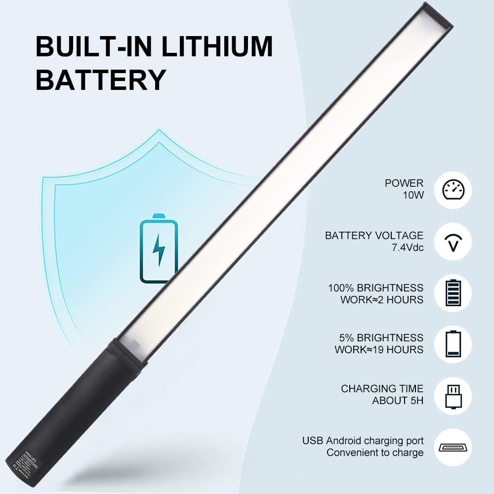 LED Light Wand, RGB Video Light, 9 Colors, Rechargable Battery, 3200K-5600K, Pack of 2 X30844