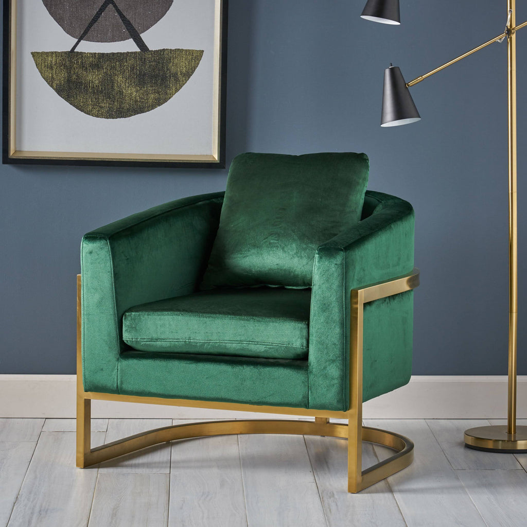Emerald Velvet Armchair with Stainless Steel Frame T28132