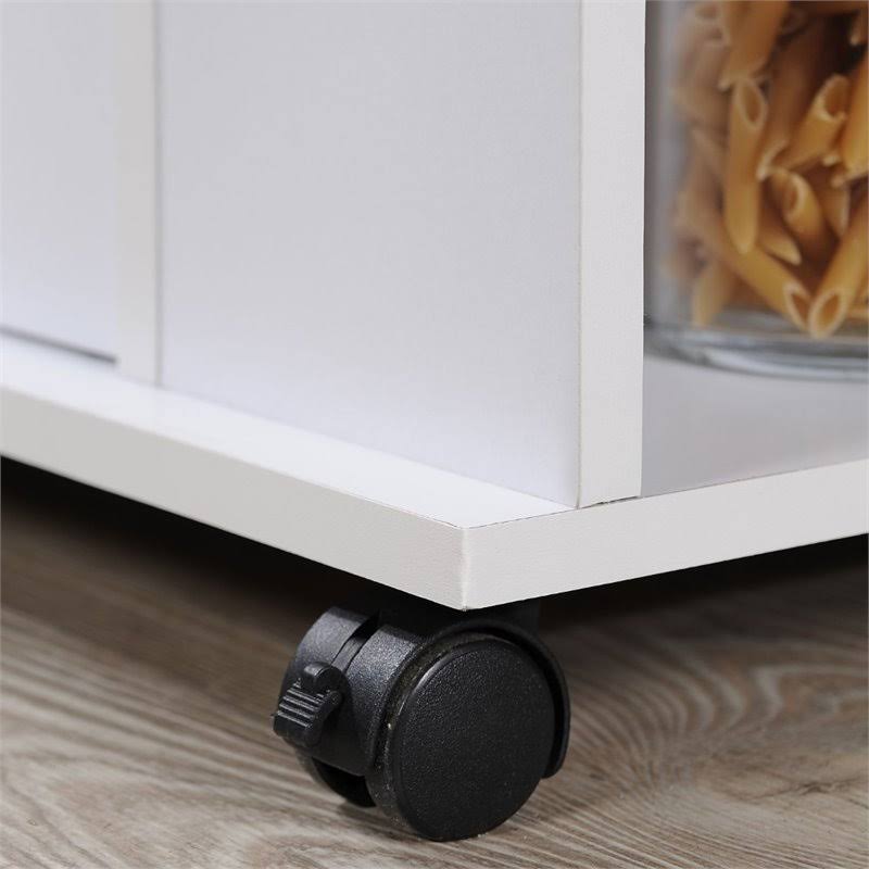 White Kitchen Cart with Spice Rack O659