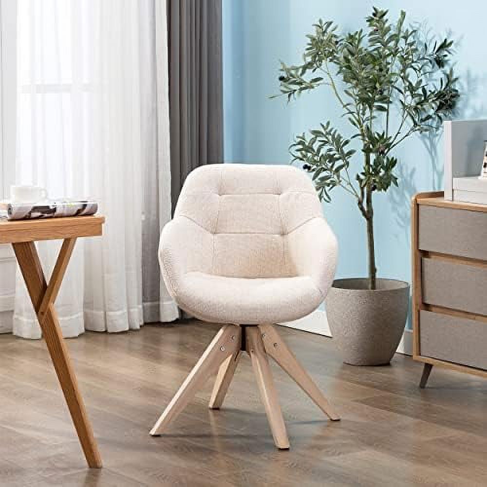 Mid Century Modern Swivel Fabric Accent Chair with Oak Wood Legs K935198