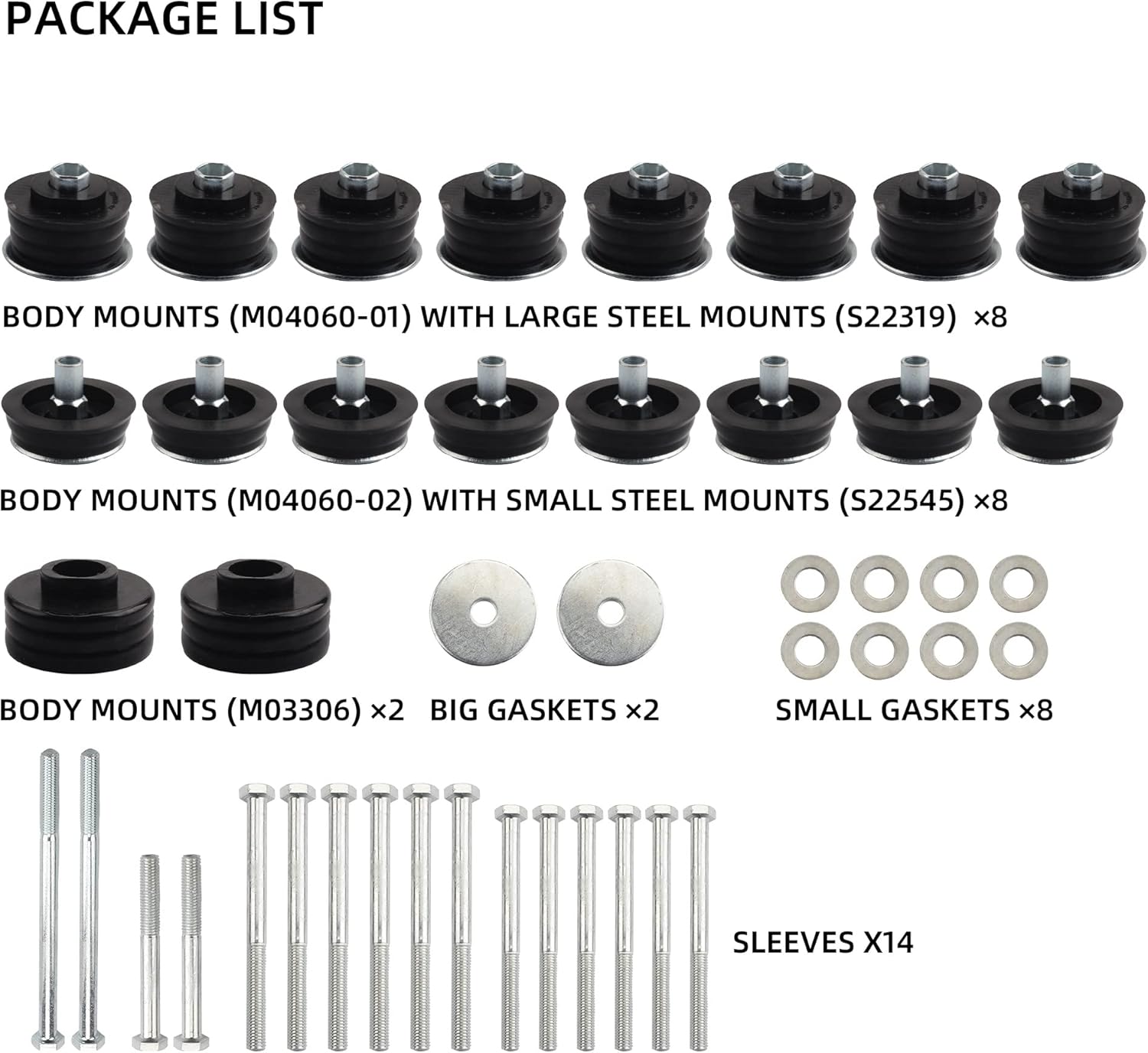 Body Mount Bushing Kit Compatible With 2008-2016 Ford F-250 F-350 2WD 4WD Super Duty V99175