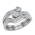 Two-Stone Diamond Wedding Ring 14K White Gold D9745