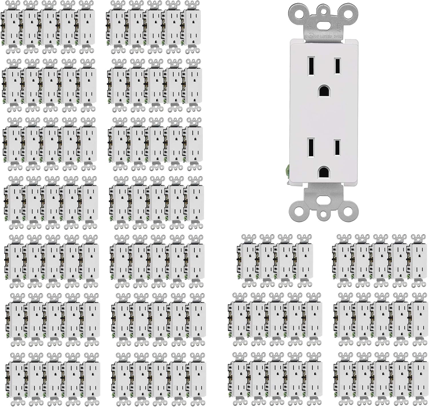 (100 Pack) 15 Amp Decorator Wall Receptacle Electrical Outlet V742823