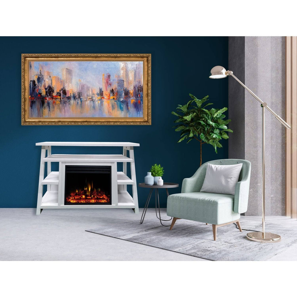 White Electric Fireplace Mantel N41558