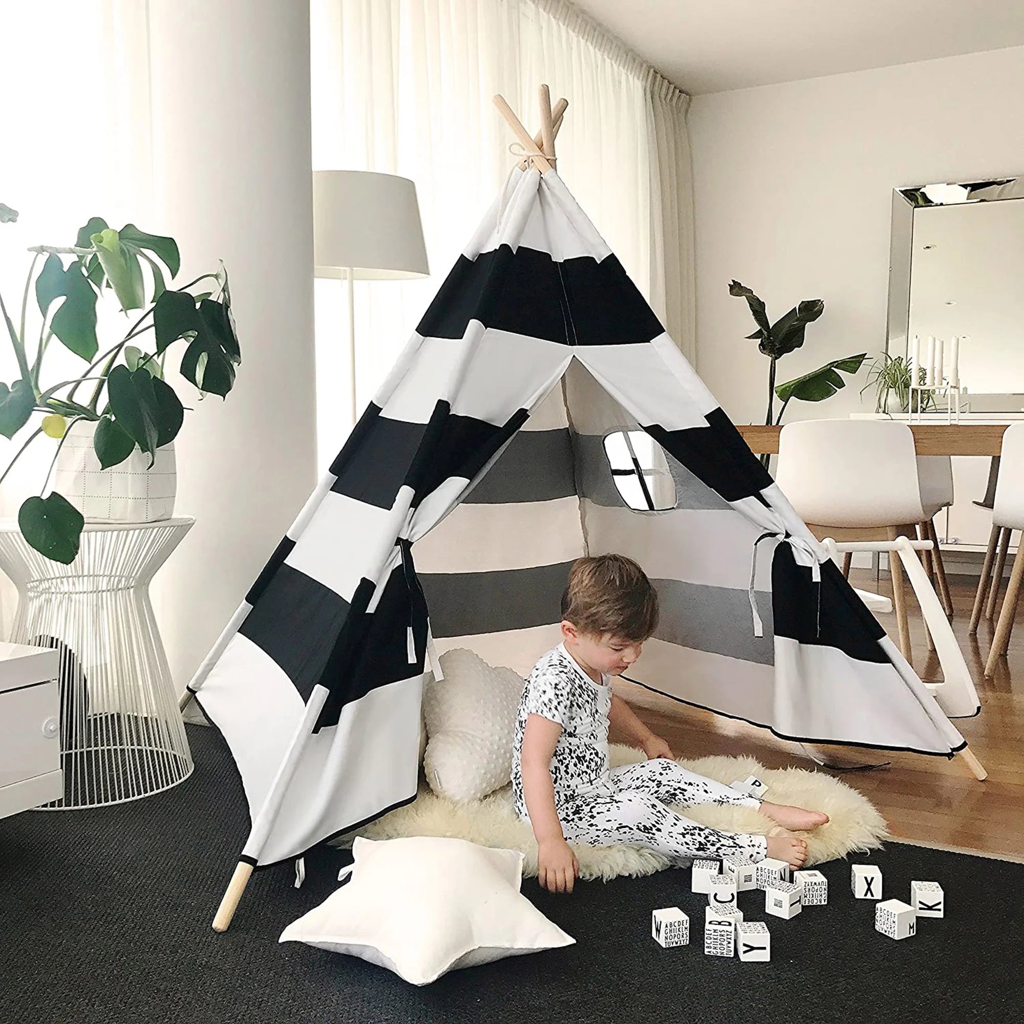 Canvas Foldable Teepee Play Tent for Kids Q99637