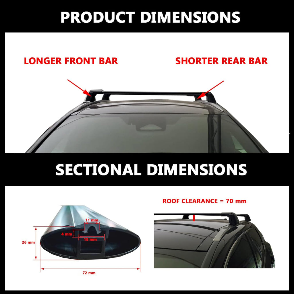 Black Lockable Roof Rack Crossbars V81289