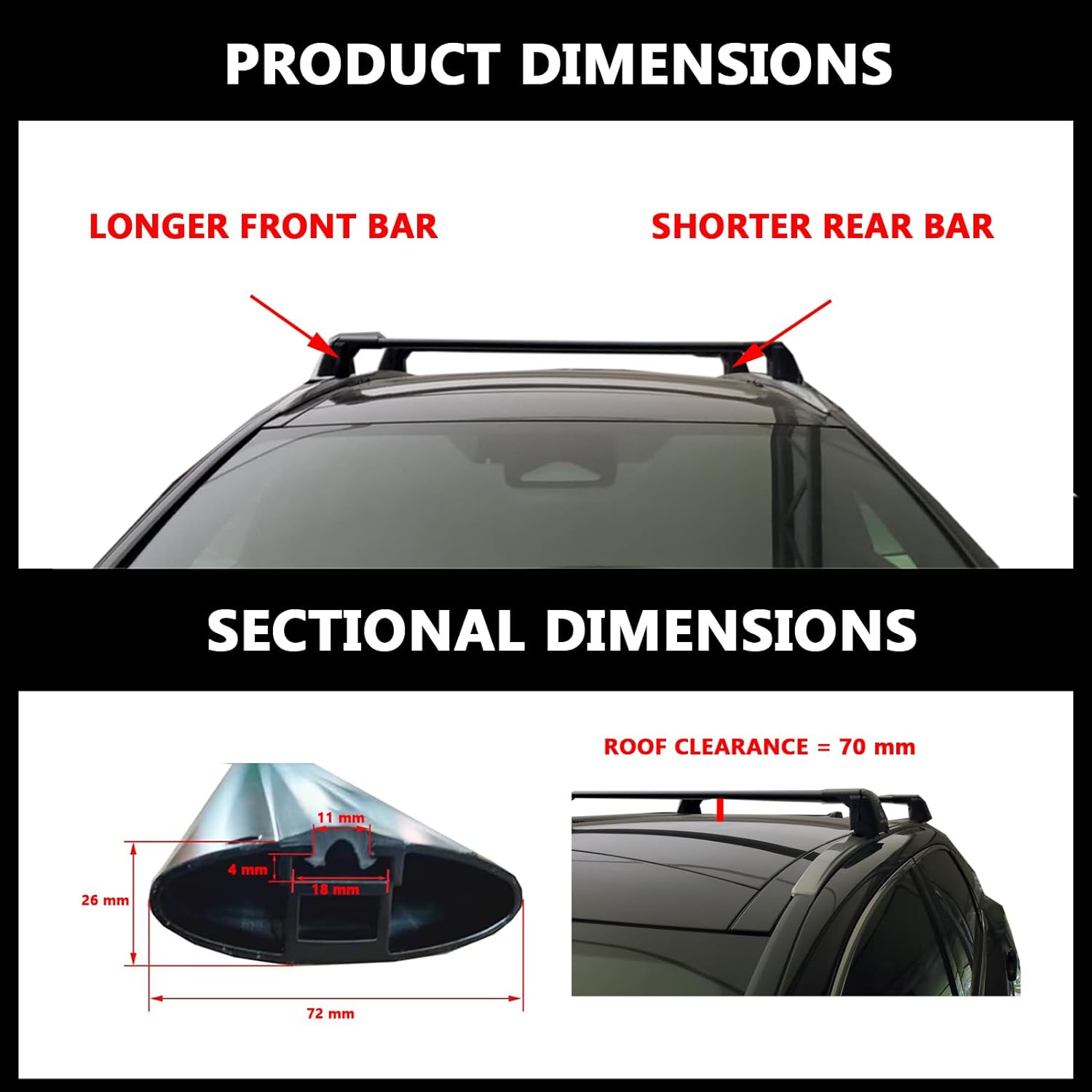 Black Lockable Roof Rack Crossbars V81289