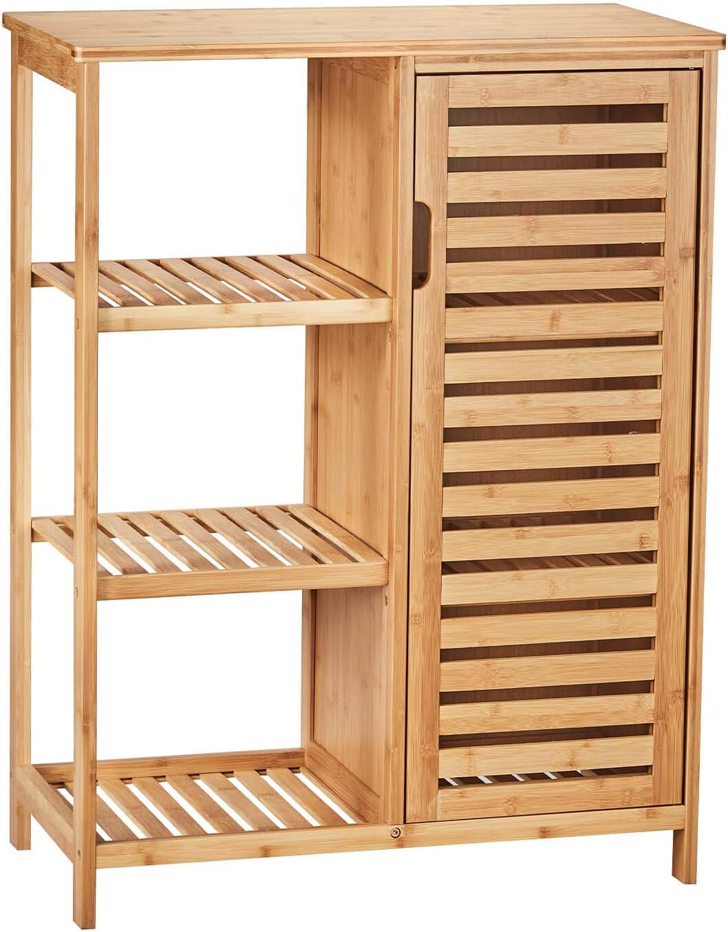 Bamboo Bathroom Cabinet with Doors and 3 Side Shelves F4521