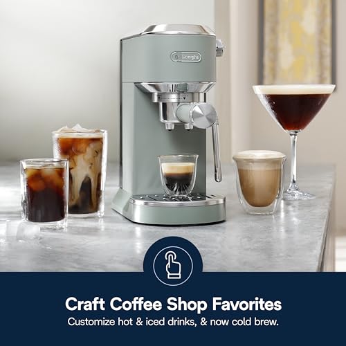 Compact Espresso Machine with Milk Frother Wand, Stainless Steel B145222