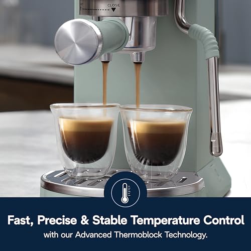 Compact Espresso Machine with Milk Frother Wand, Stainless Steel B145222