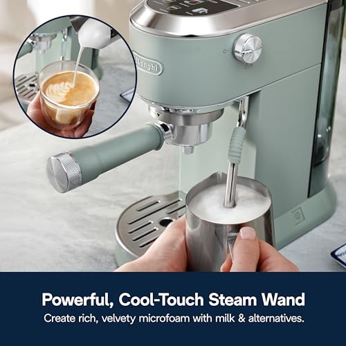 Compact Espresso Machine with Milk Frother Wand, Stainless Steel B145222