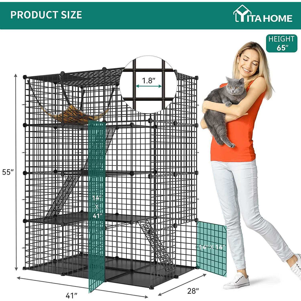 4-Tier Large Metal Wire Cat Cage Cat Hammock Cat Playpen Y184