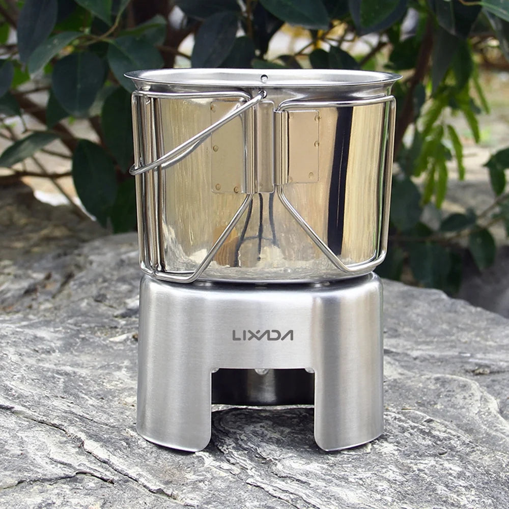 Stainless Steel Camping Cookware Set with Wood Stove F594127