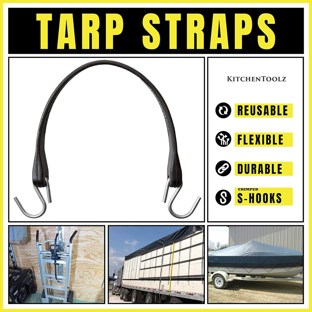 Pack of 25 41 inch Rubber Bungee Cords with Metal S Hooks D644