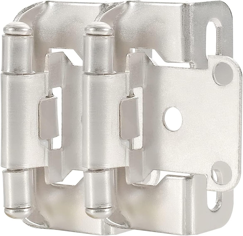 50 Pack 1/2" Self Closing Brushed Nickel Semi Wrap Cabinet Hinges Q52120