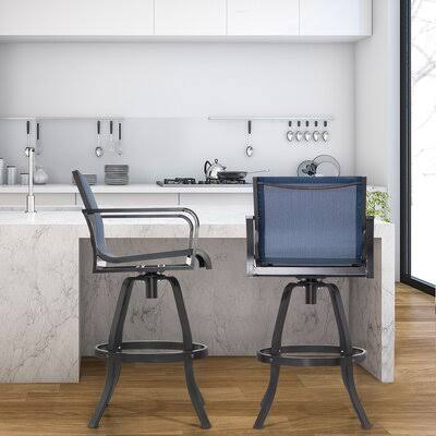 2pcs Outdoor Cast Aluminum Counter Height Swivel Bar Stools X681347