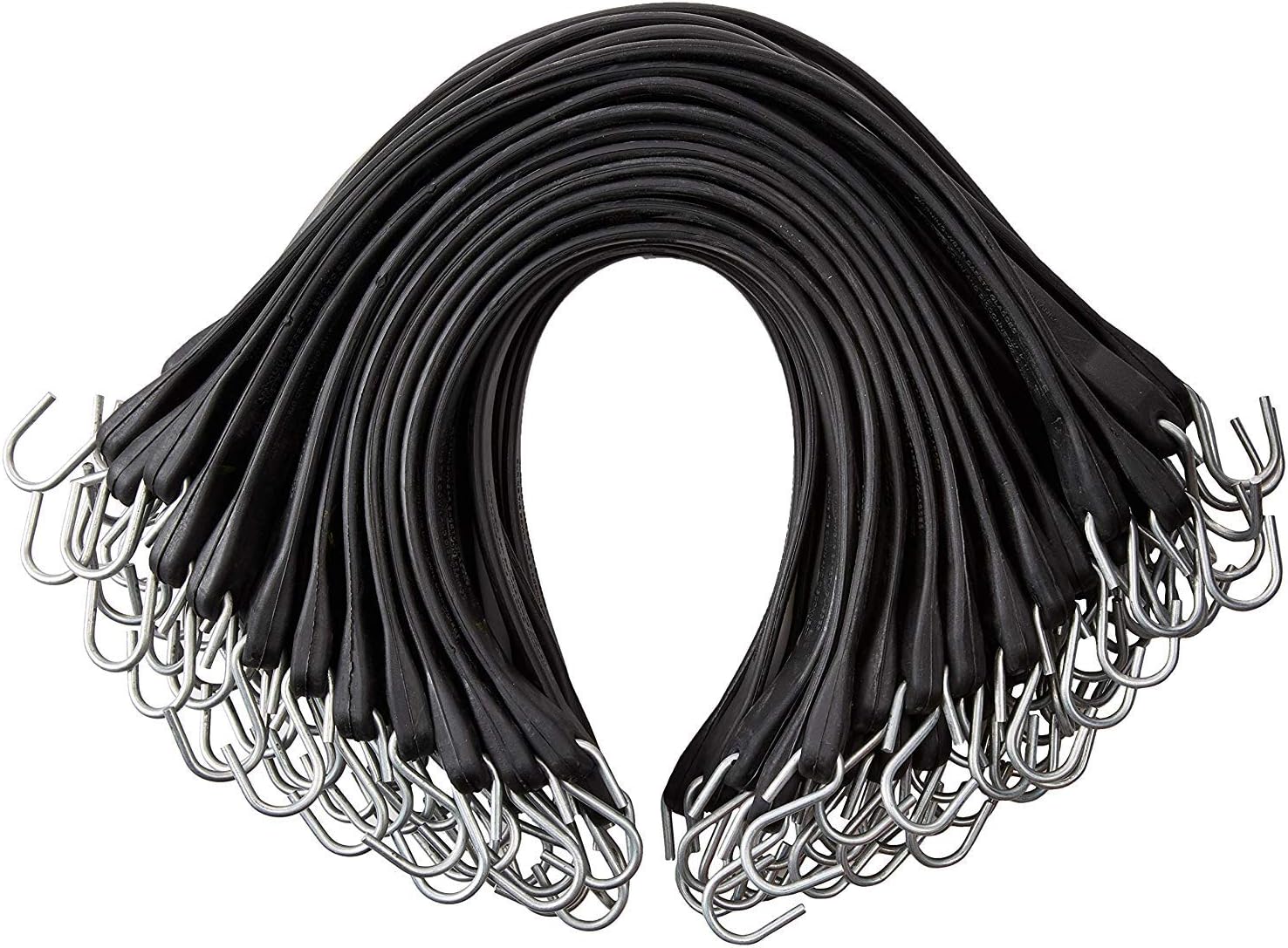 Pack of 25 41 inch Rubber Bungee Cords with Metal S Hooks D644