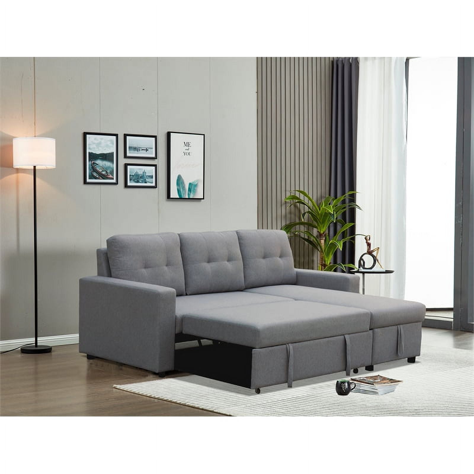 Gray Fabric Reversible Sleeper Sectional I592001