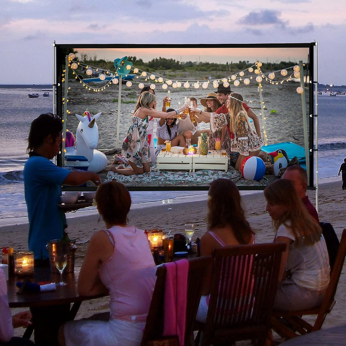 115 inch Portable Projection Screen with Stand, 16:9 4K HD, with Carry Bag K650492