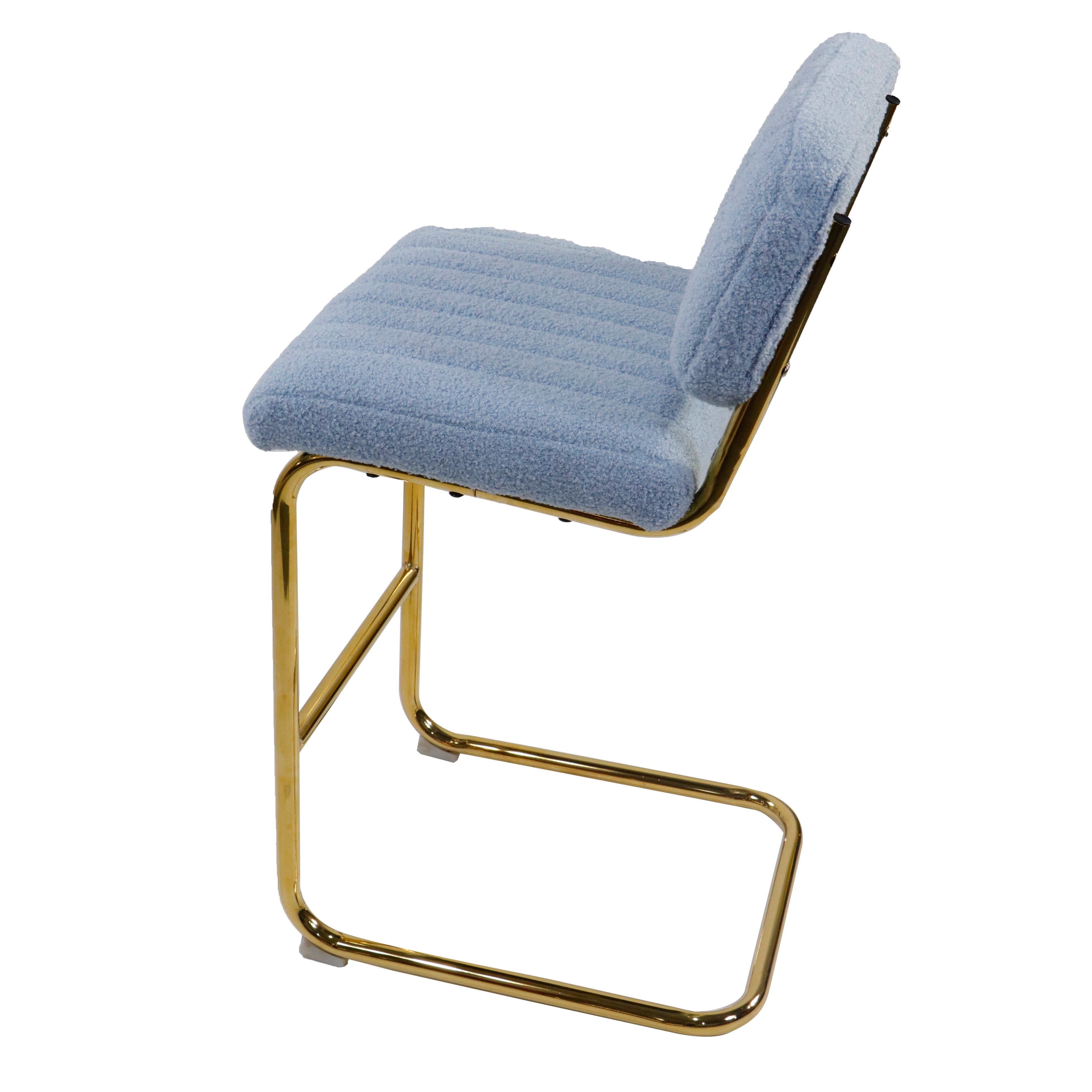 Blue Boucle Upholstered Bar Stools Set of 2 M433