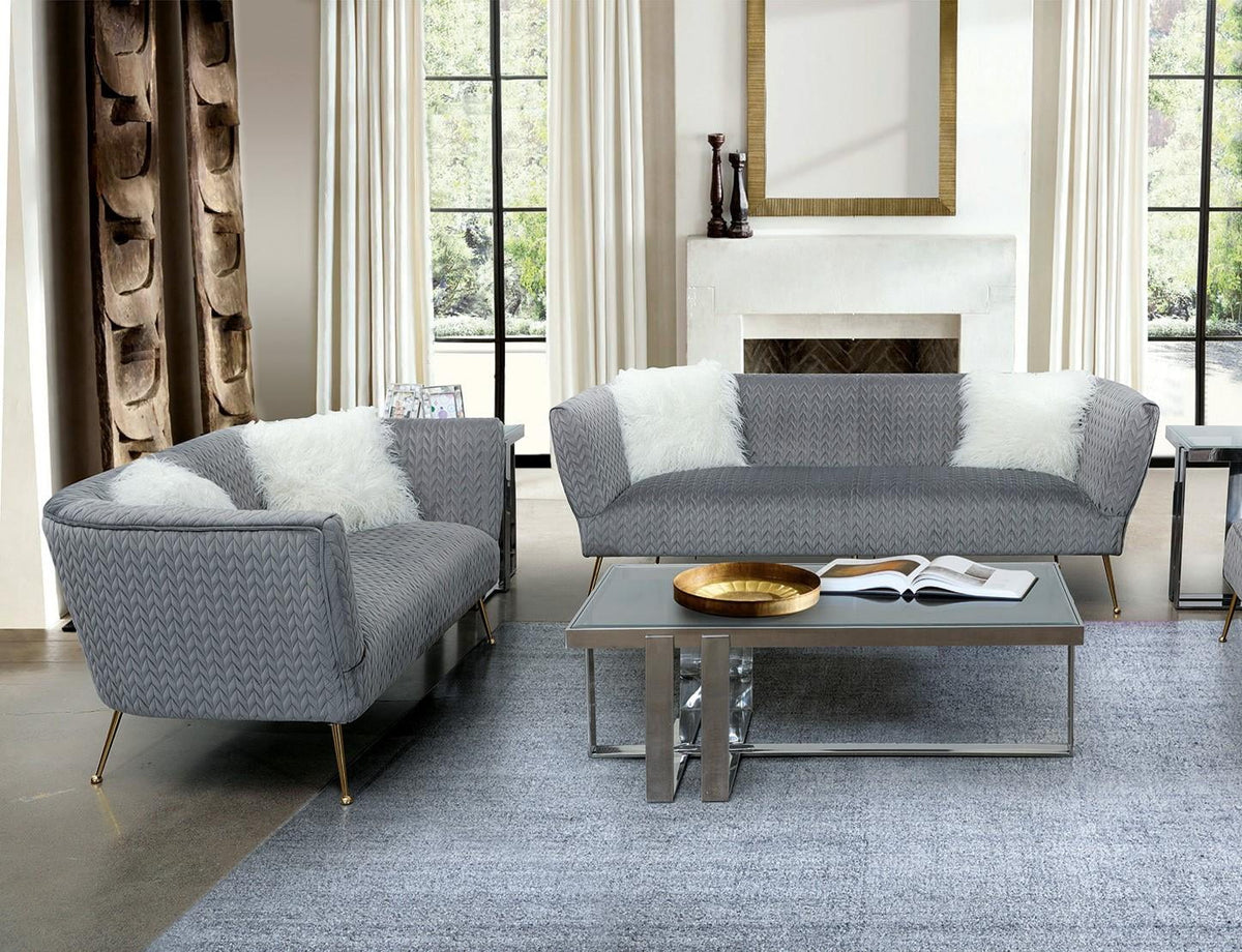 Grey Fabric Tufted Sofa & Loveseat Set 2 Pcs O283454