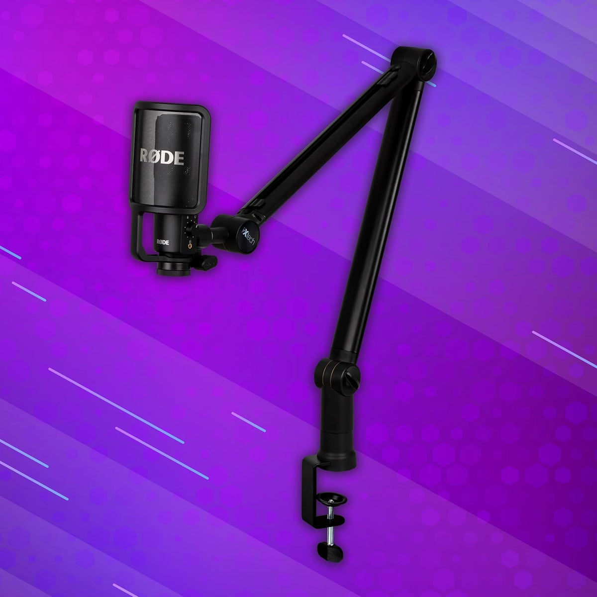 Microphone Boom Arm with Desk Mount, 360° Rotatable, Adjustable and Foldable Scissor Mounting P32323