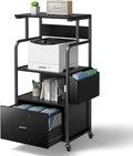 3 Tier Printer Stand with Drawer, Canvas Bag, Metal Hook, Lockable Casters Q993393