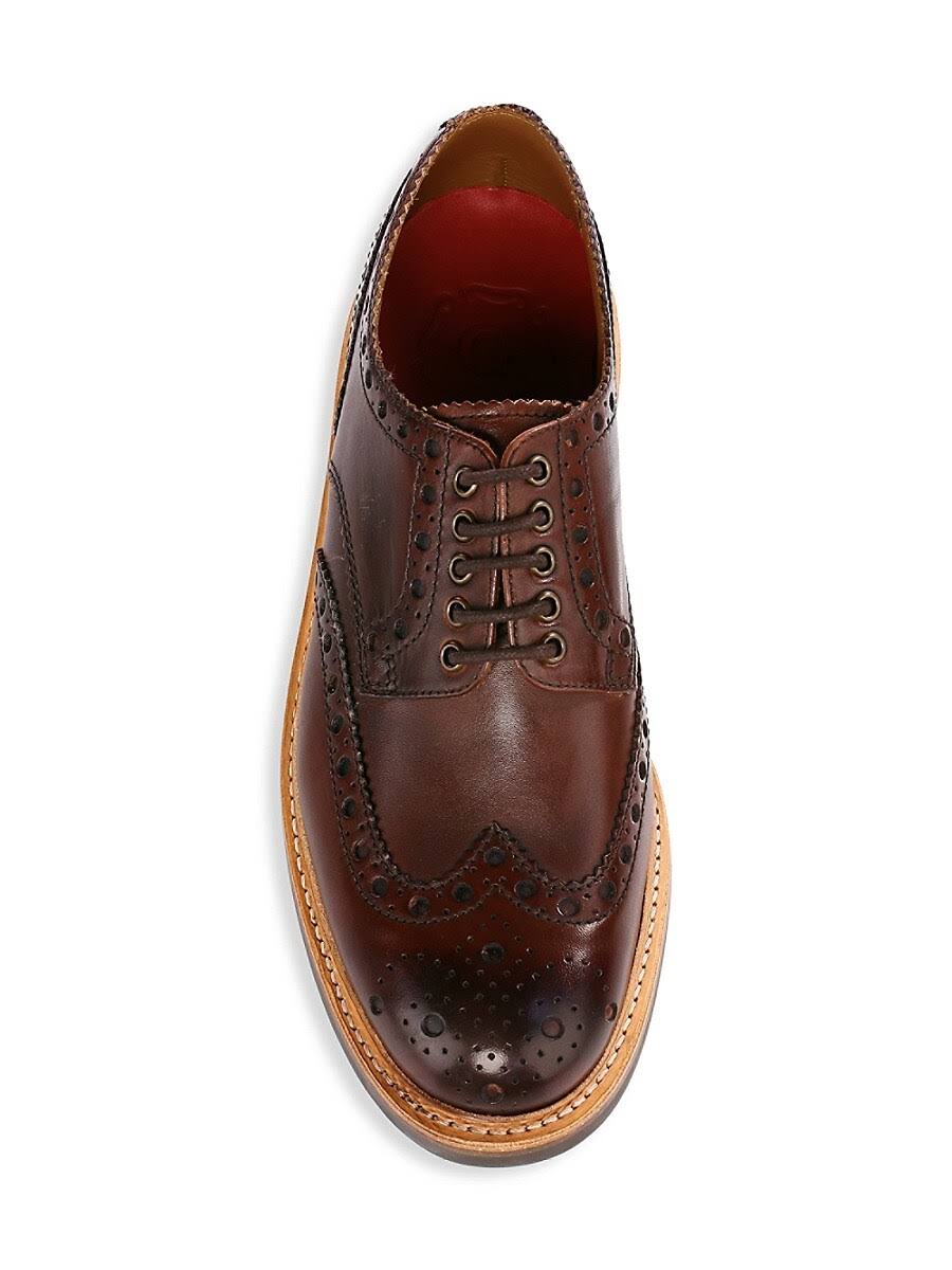 Dark Brown Hand Painted Calf Leather Brogue Shoes H683104