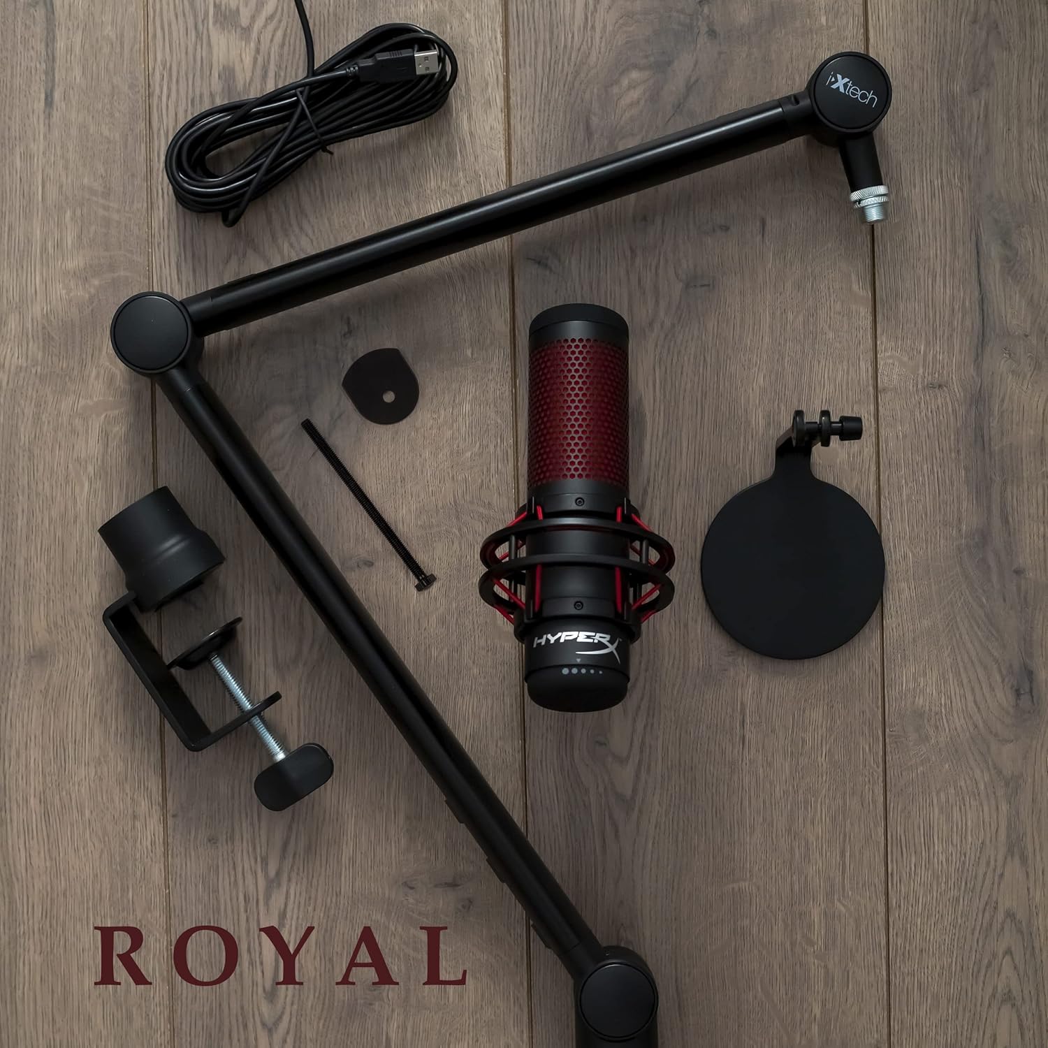 Microphone Boom Arm with Desk Mount, 360° Rotatable, Adjustable and Foldable Scissor Mounting P32323