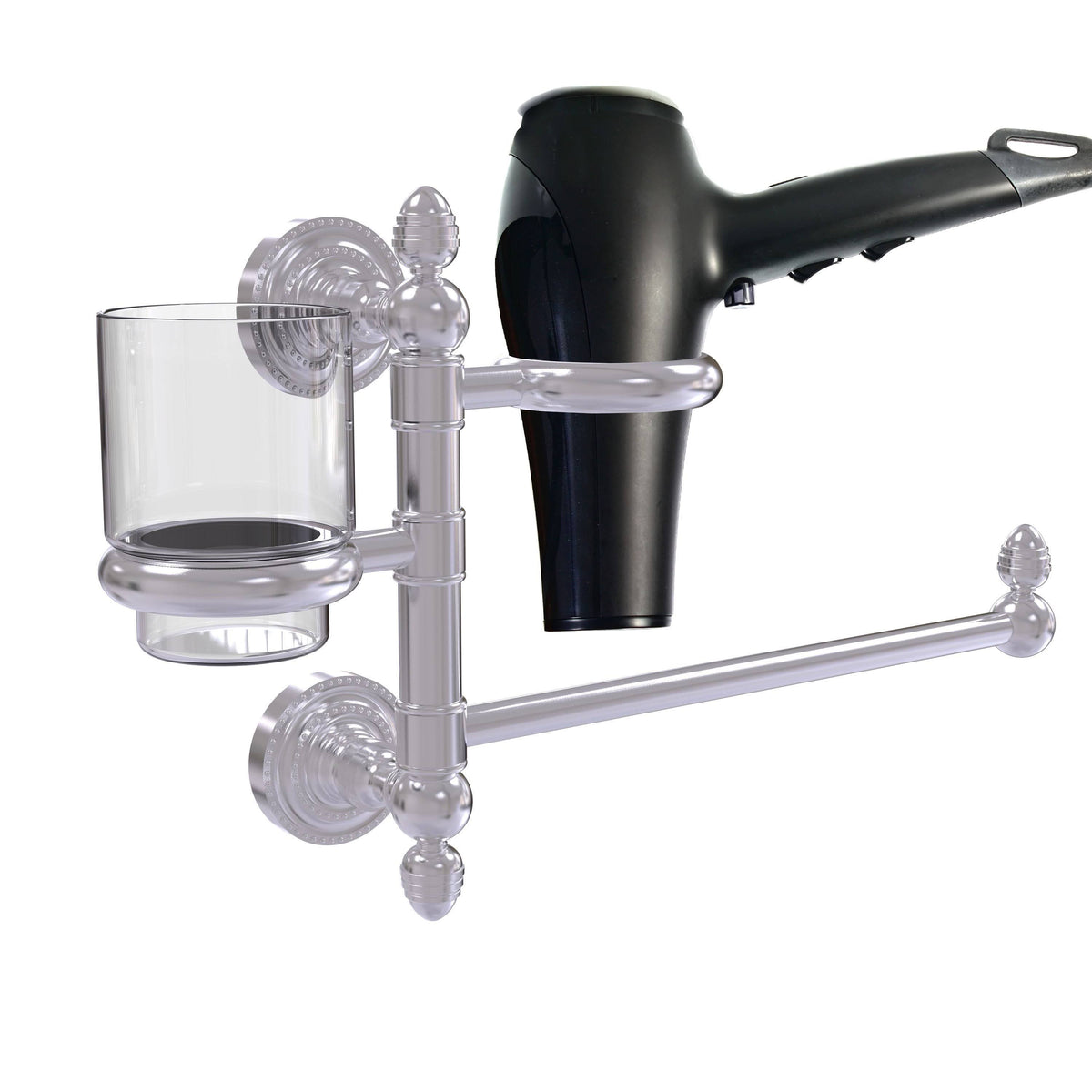 Satin Chrome Hair Dryer Holder and Organizer I268051