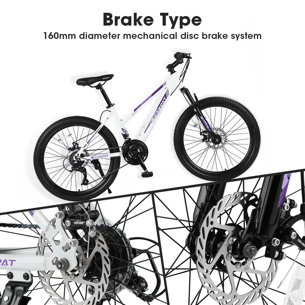 24 Inch Wheels Adult Mountain Bike with Dual Disc Brake Steel Frame A377
