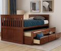 White Twin Captain's Bed Storage Daybed with Trundle and Drawers B87878