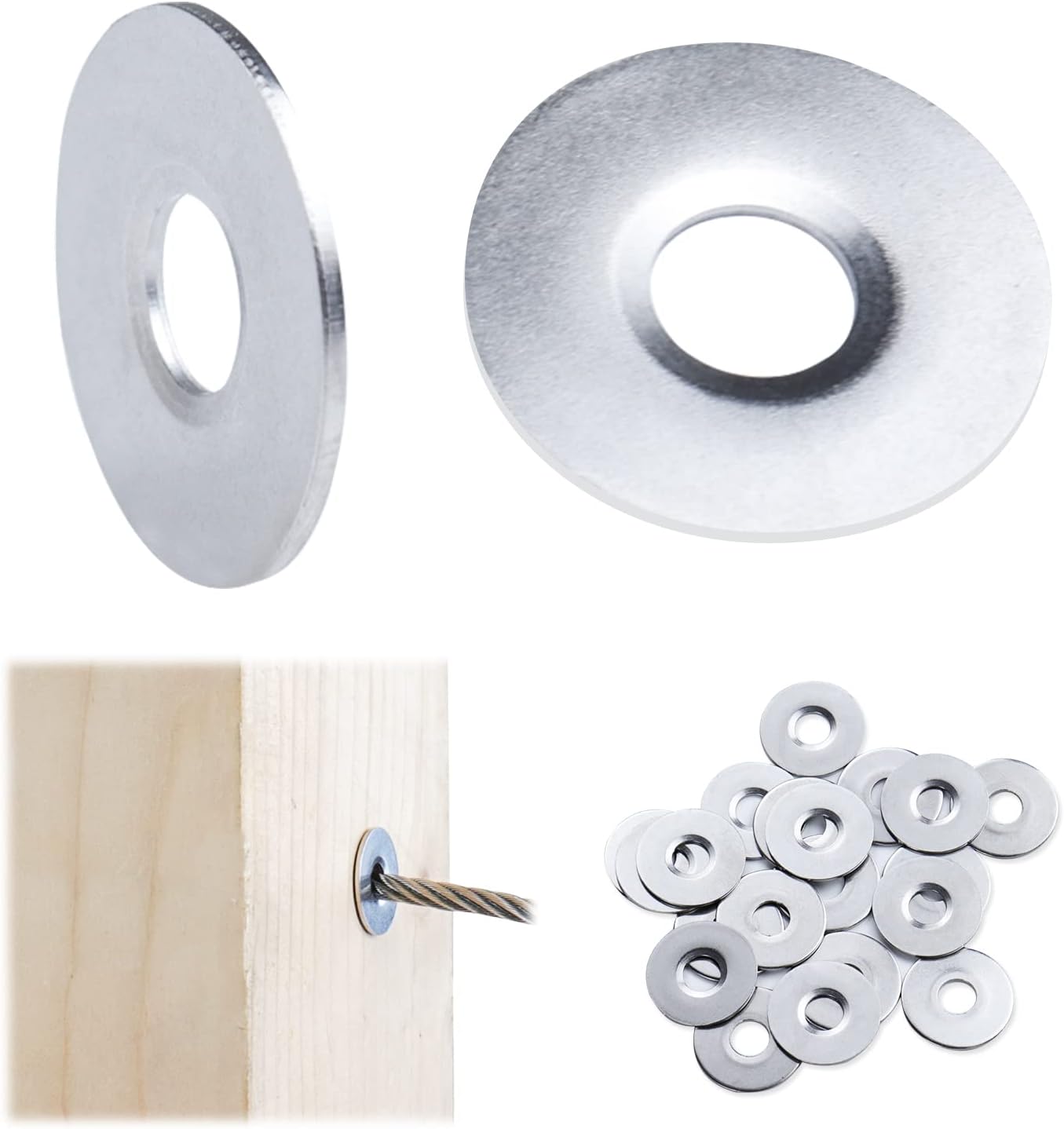 20Pack Cable Railing Kit Protector Sleeve Adhesive Grommet for 1/8 5/32 3/16 Wire Rope Wood Metal Posts T316 Stainless Steel Cable Deck Stair Railing S430846