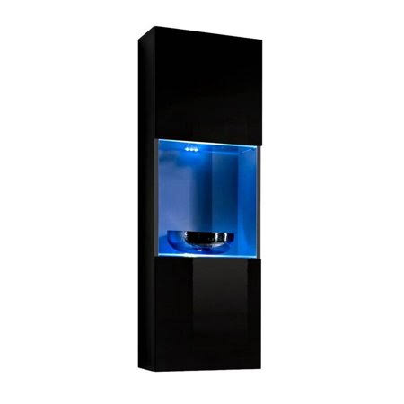 Black Wall Mounted Floating Bookcase Cabinet S328