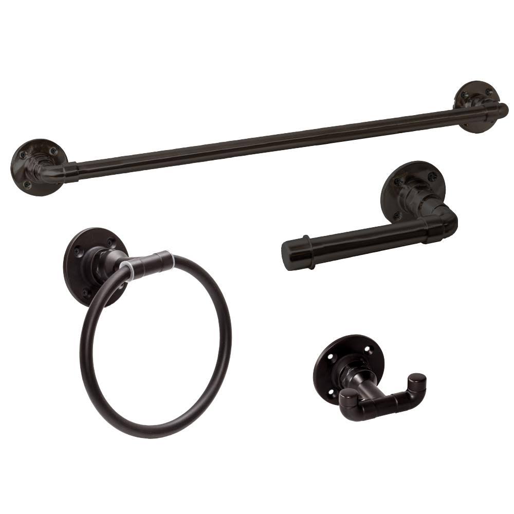 Satin Black 4-Piece Bathroom Accessory Kit Q700842