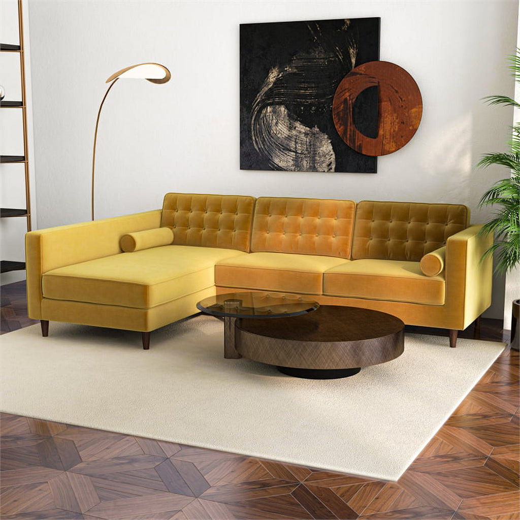 Gold Velvet Left-Facing Sectional R94567