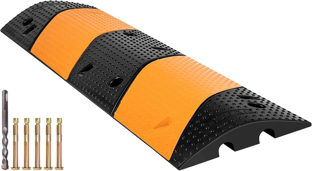 Rubber Speed Bump, 2 Channel, 40 Long, 22000 LBS Load Capacity, Pack of 2 T4177