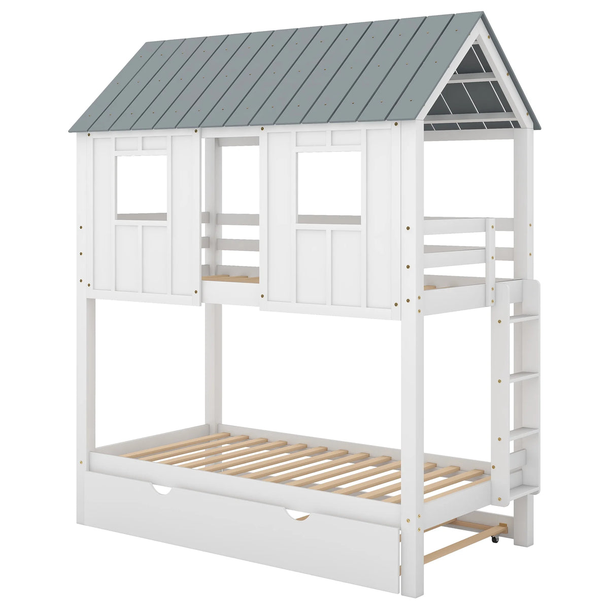 Twin Size House Bunk Bed with Trundle P997