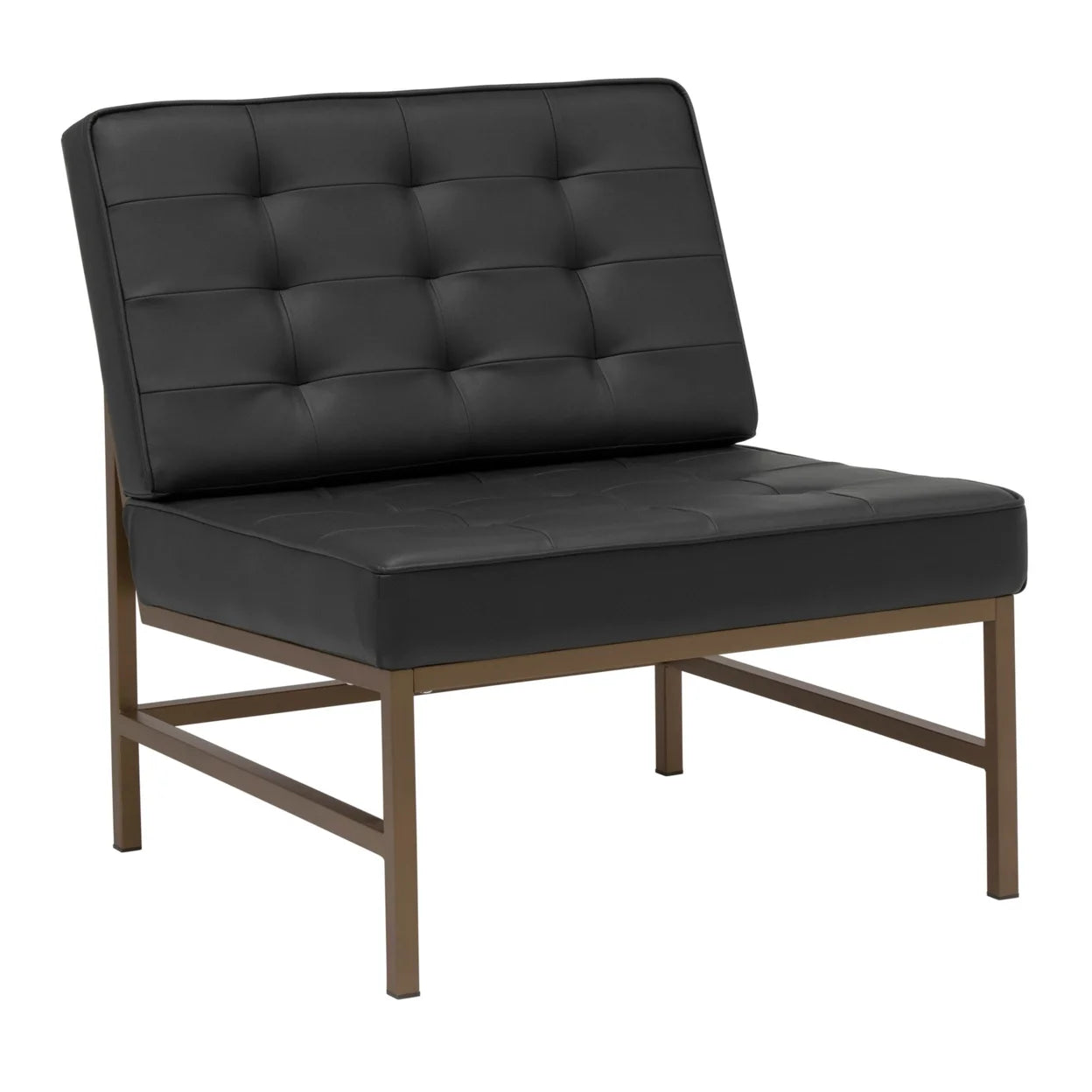 Bronze/Black Bonded Leather Accent Chair with Woven Webbing Seat I25712