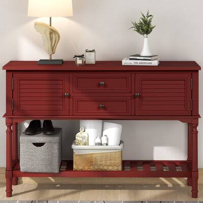 Red Console Table with 2 Drawers and 2 Cabinets B81188